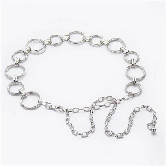 LABANCA Metal Chain Dress Belt Hollow Out Leaf Bead Pendant Sweater